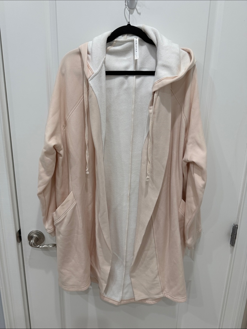 Fabletics Blush Pink Hooded Teddy Coat with White Lining